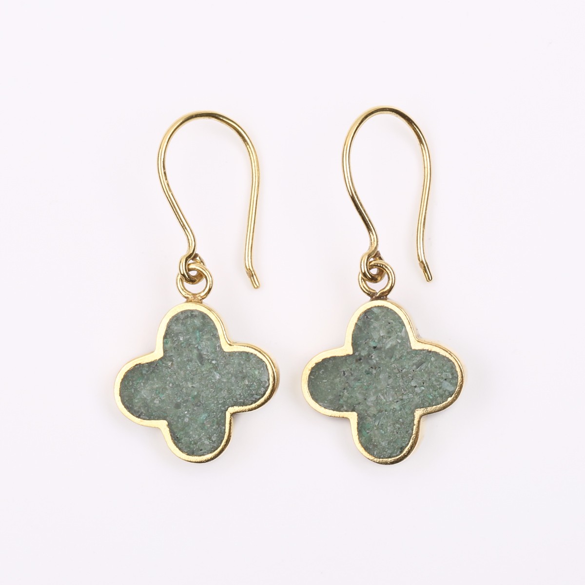 Turquoise Gold Plated Earrings | Brass Floral Ear Spikes 1
