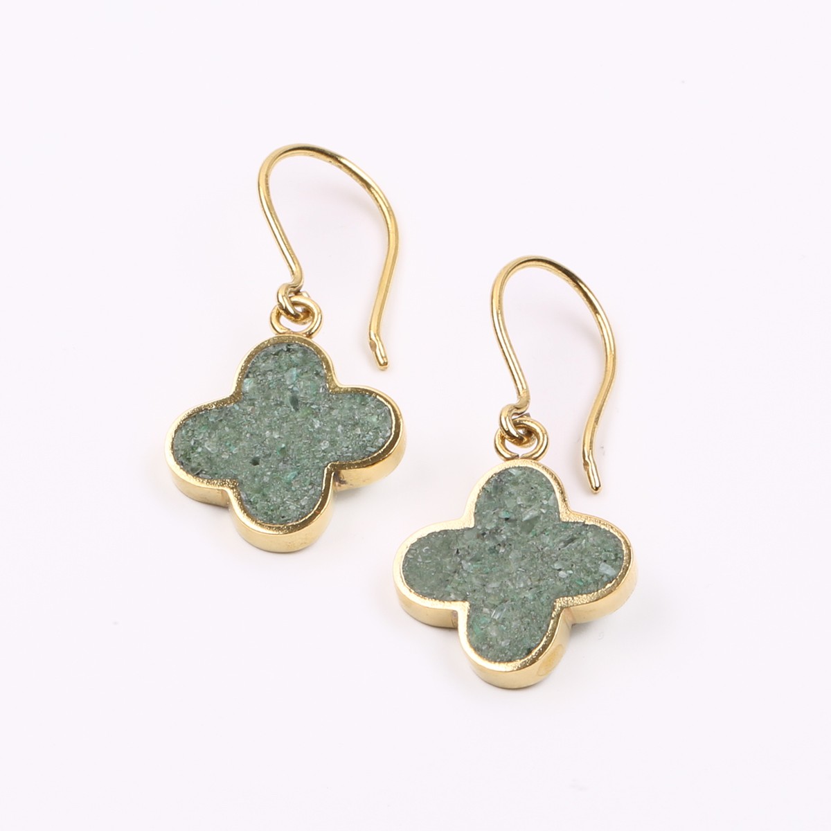 Turquoise Gold Plated Earrings | Brass Floral Ear Spikes 2