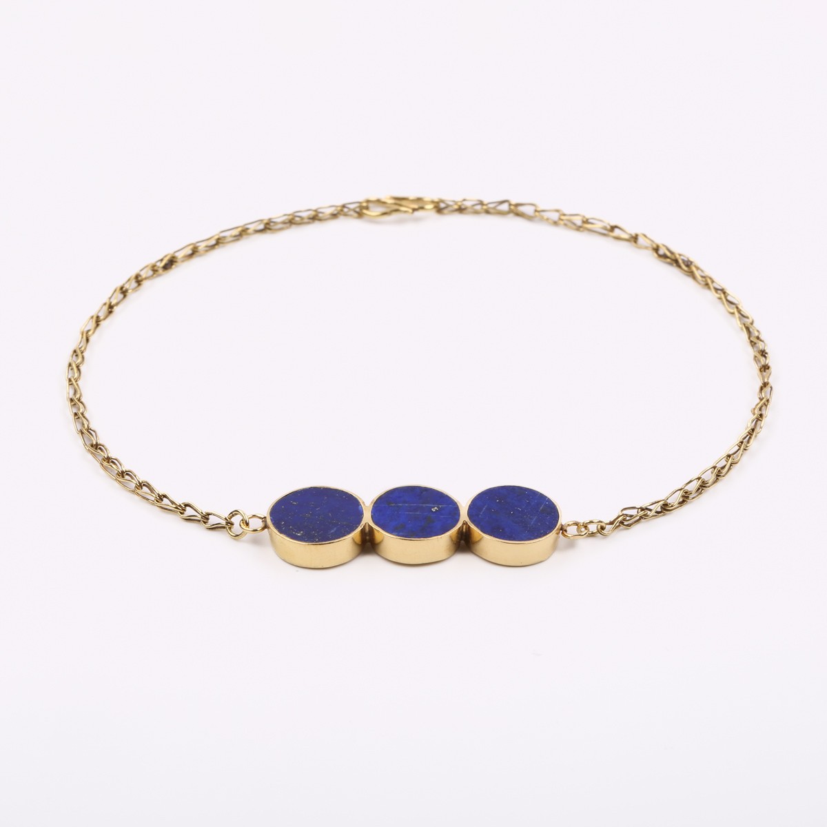 Lapis Gold Plated Bracelet | Brass Birthstone Hand Chain Bracelet 2