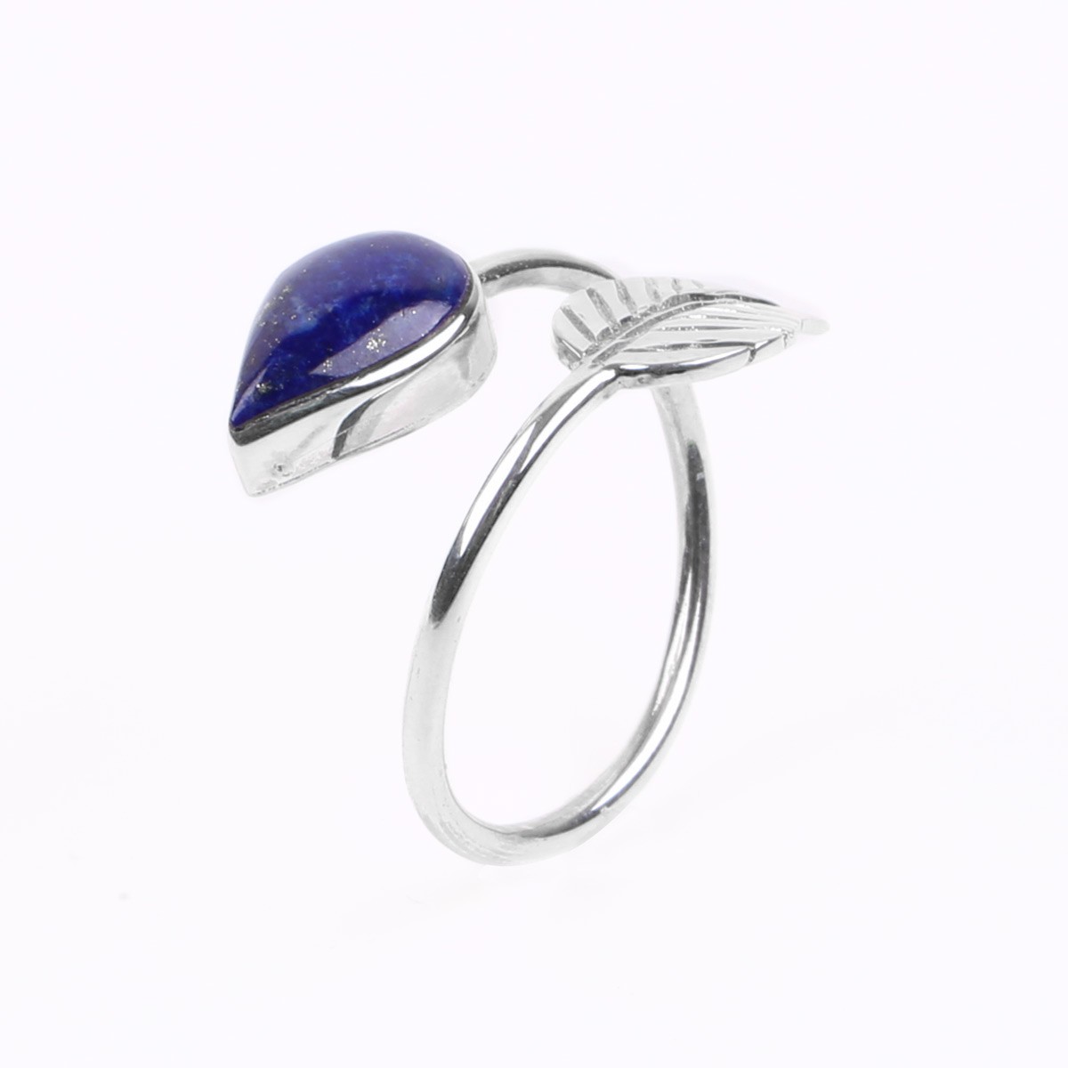 Lapis Leaf Ring | Silver Bypass Ring 2