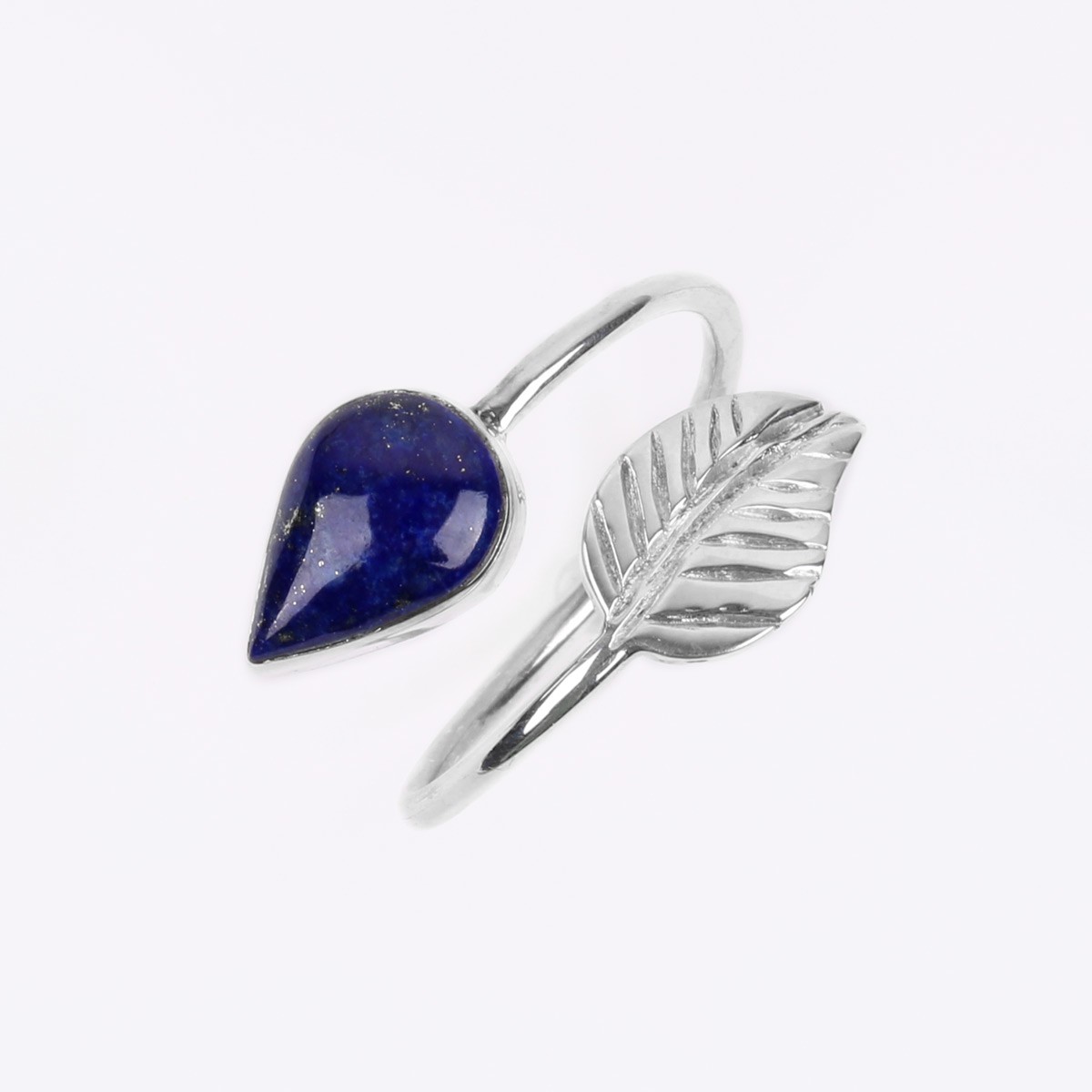 Lapis Leaf Ring | Silver Bypass Ring 3