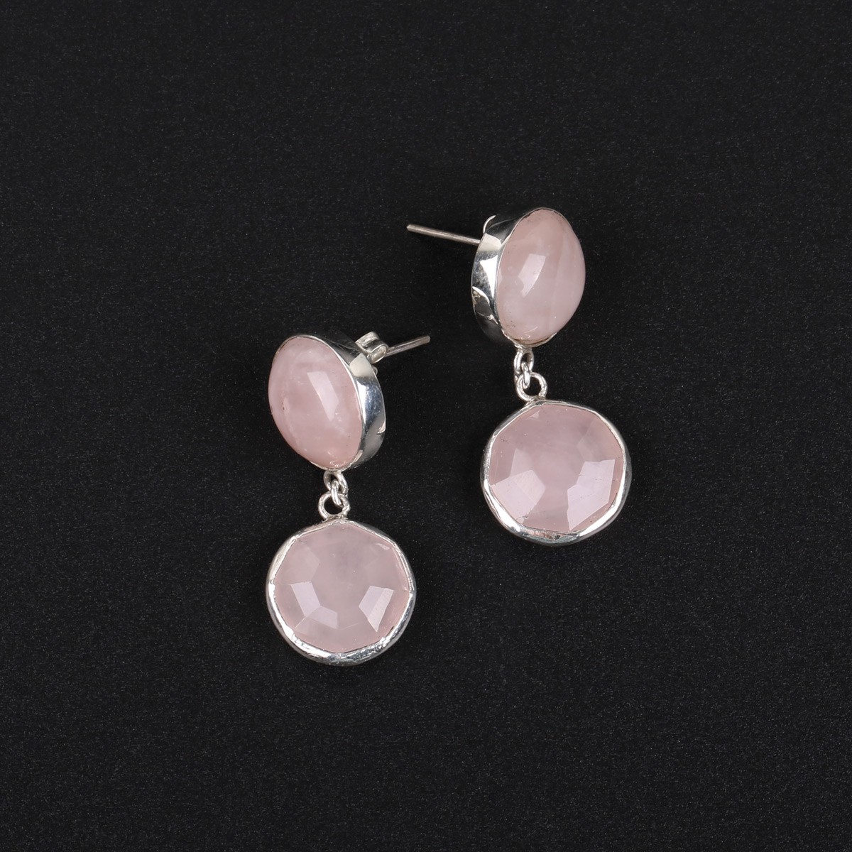 Pink Morganite Stone Studs | Dangle Silver Studs 1