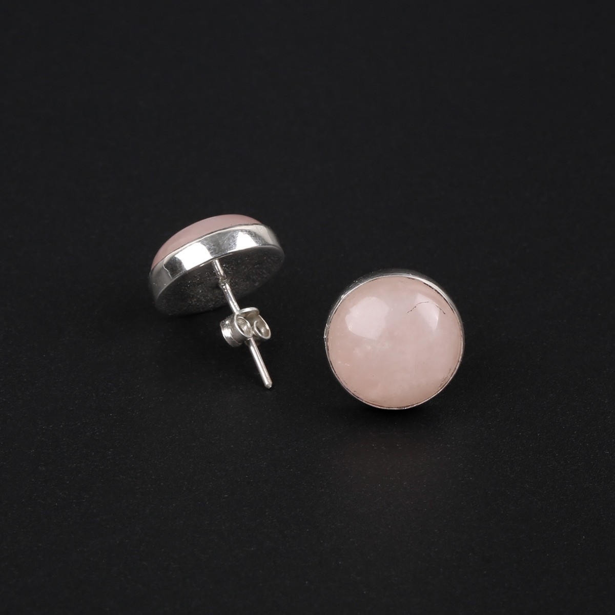 Pink Morganite Studs | Silver Round Studs 2