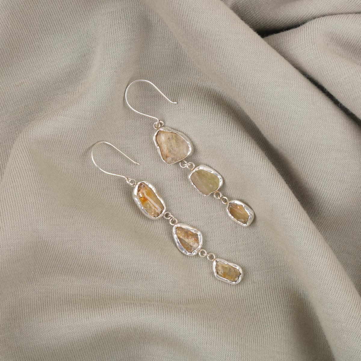 Kunzite Stone Hook Earrings | Silver Shoulder Earrings 3