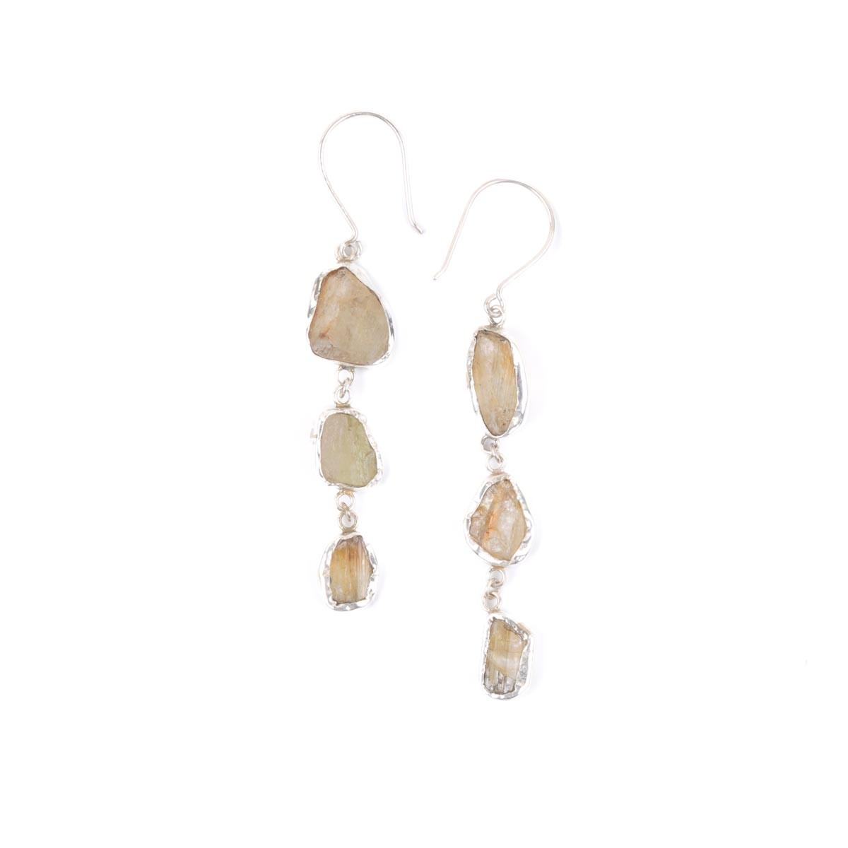 Kunzite Stone Hook Earrings | Silver Shoulder Earrings 1