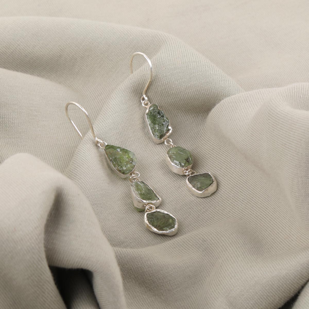 Peridot Shoulder Earrings | Silver Drop Earrings 3