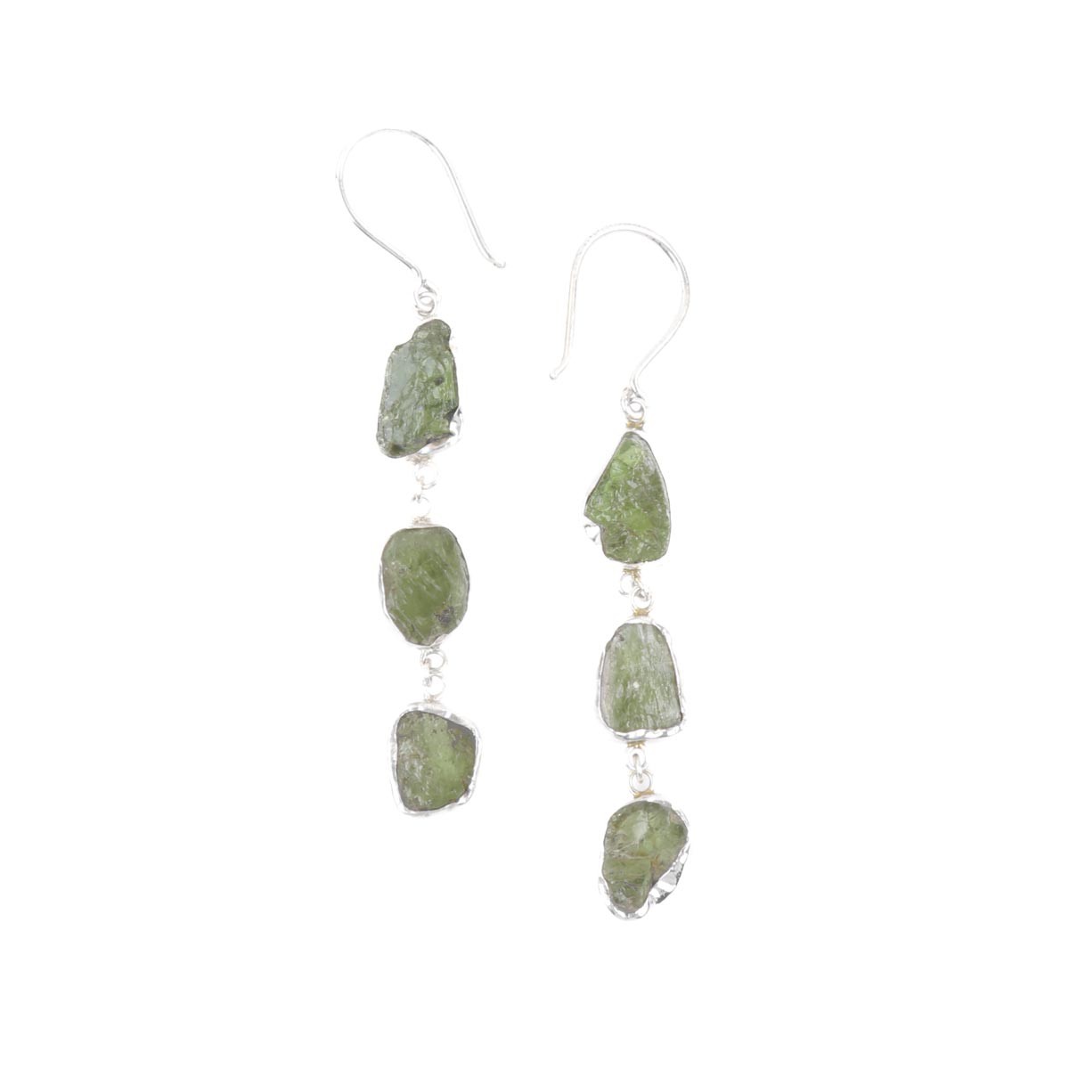 Peridot Shoulder Earrings | Silver Drop Earrings 1