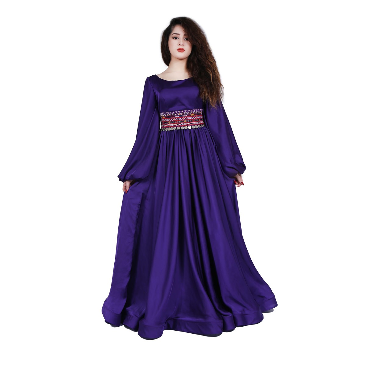 Silk Satin Purple long Dress 1
