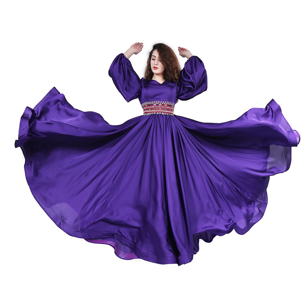 Silk Satin Purple long Dress 2