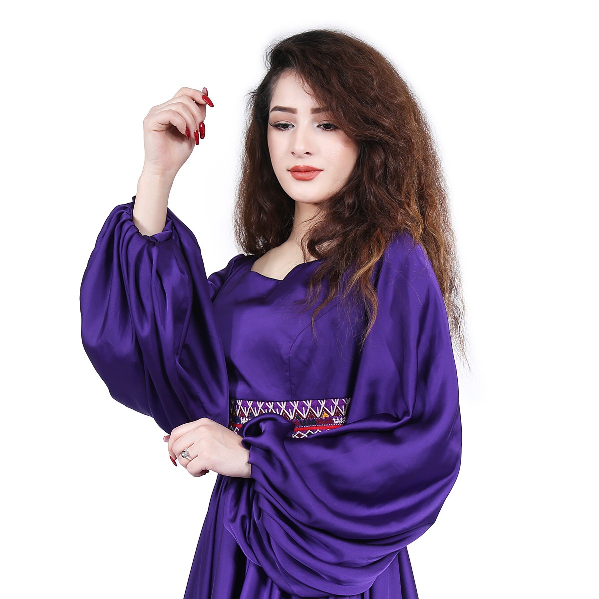 Silk Satin Purple long Dress 4