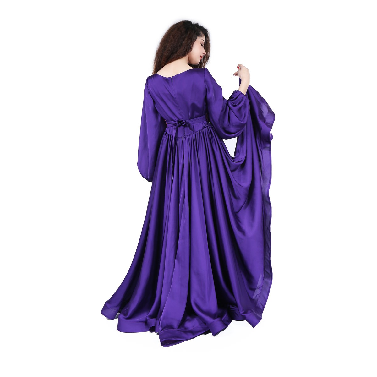 Silk Satin Purple long Dress 5