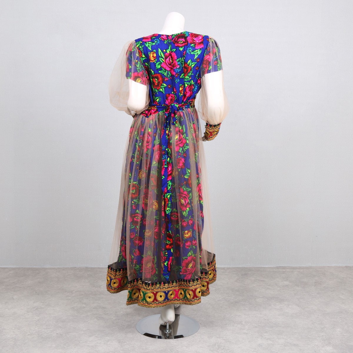 Cherma Embroidered Spilt Pleated Long Afghan Maxi Dress 4