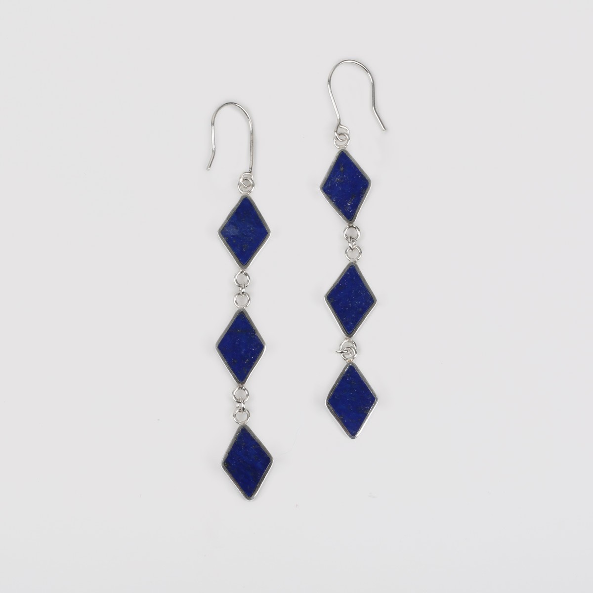 Lapis Hook Earrings, Ring, Bracelet | Silver Jewelry Set 4