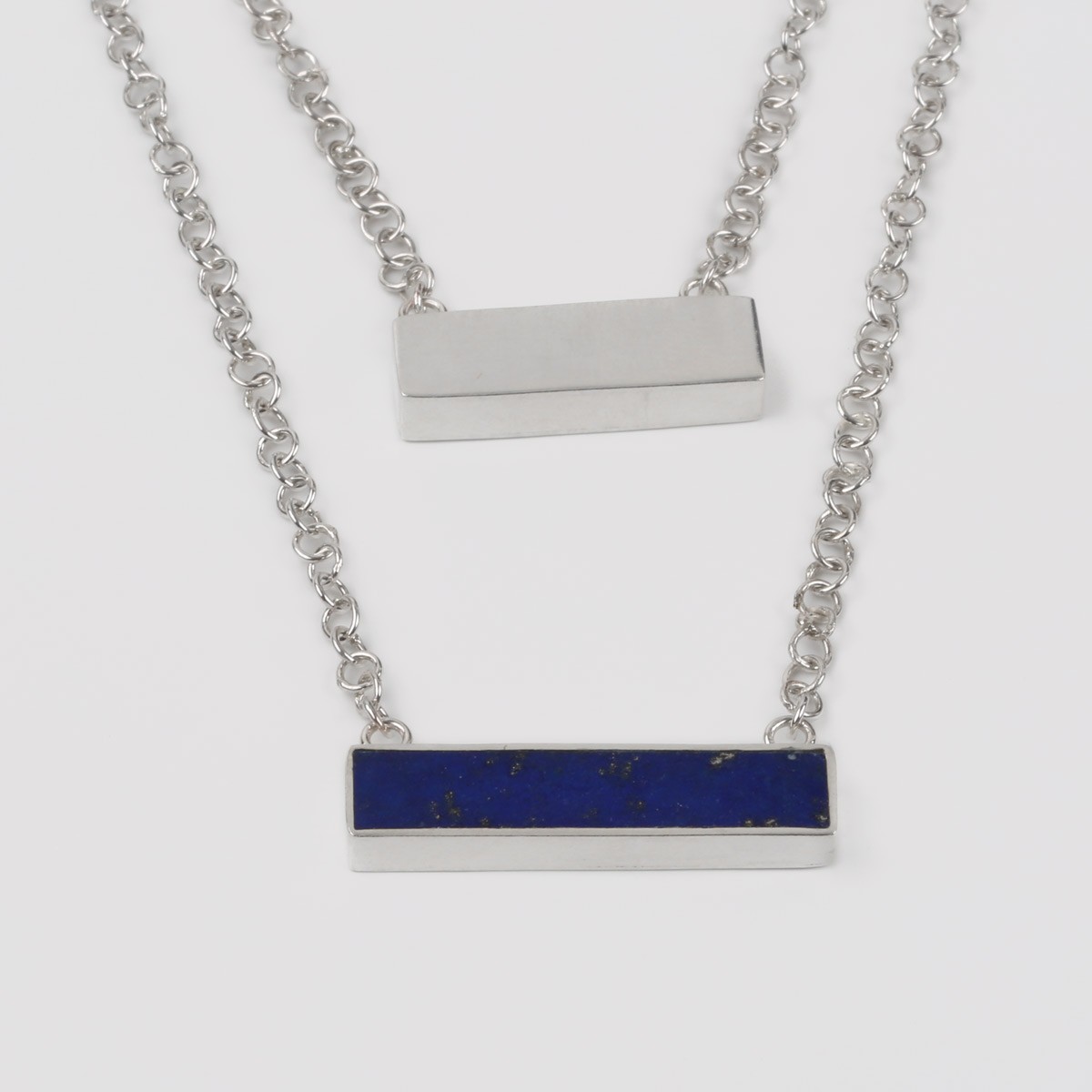 Lapis Lazuli Silver Pendant | Double Stranded Drop Locket 2