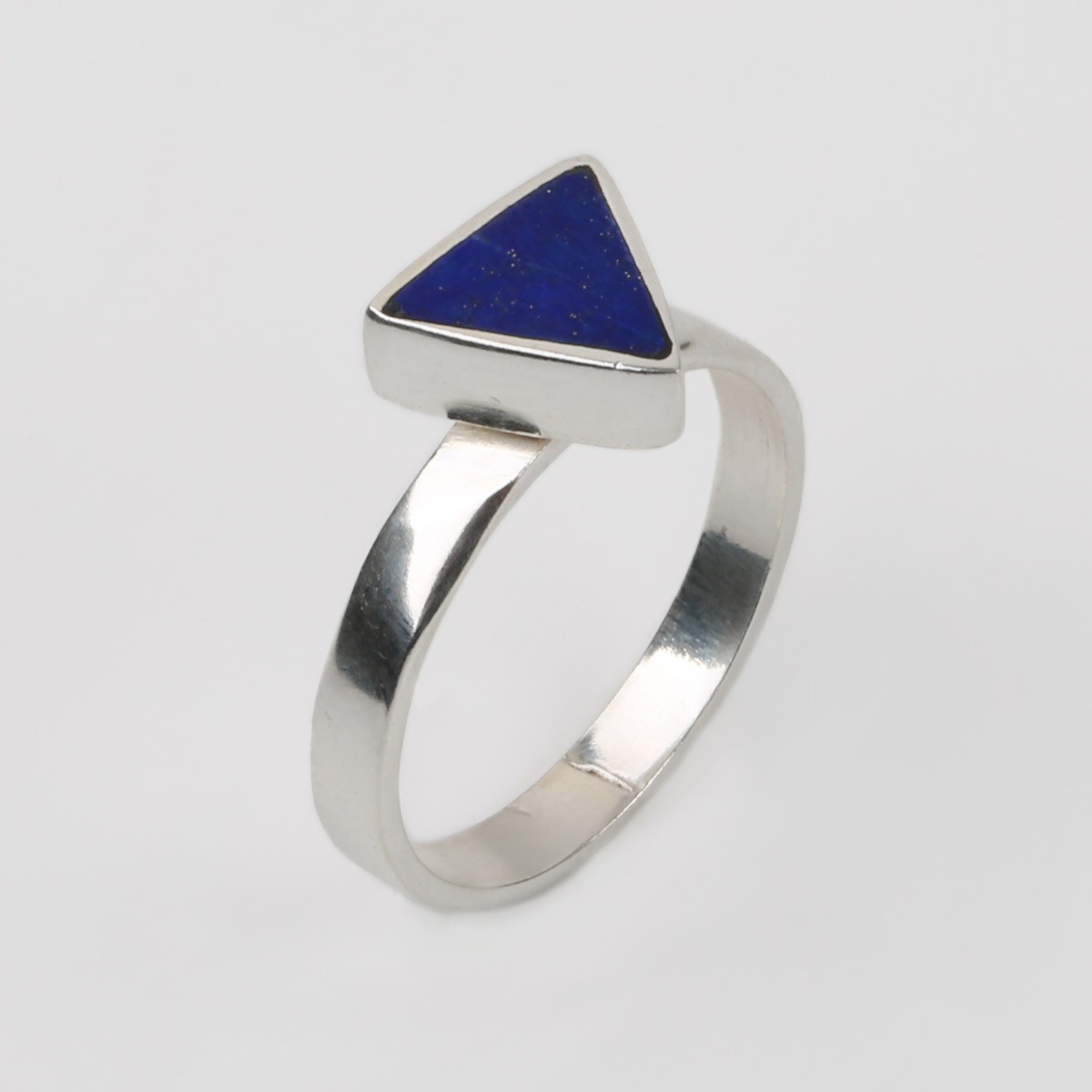Triangular Lapis Ring | Flat Silver Ring 2