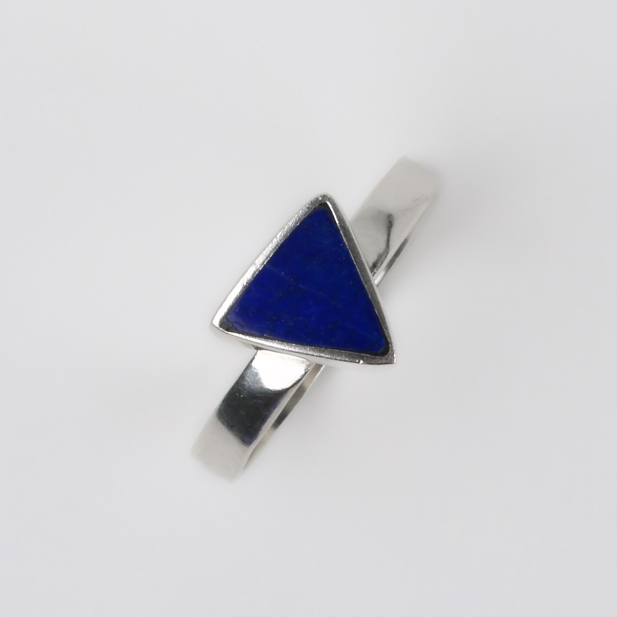 Triangular Lapis Ring | Flat Silver Ring 3