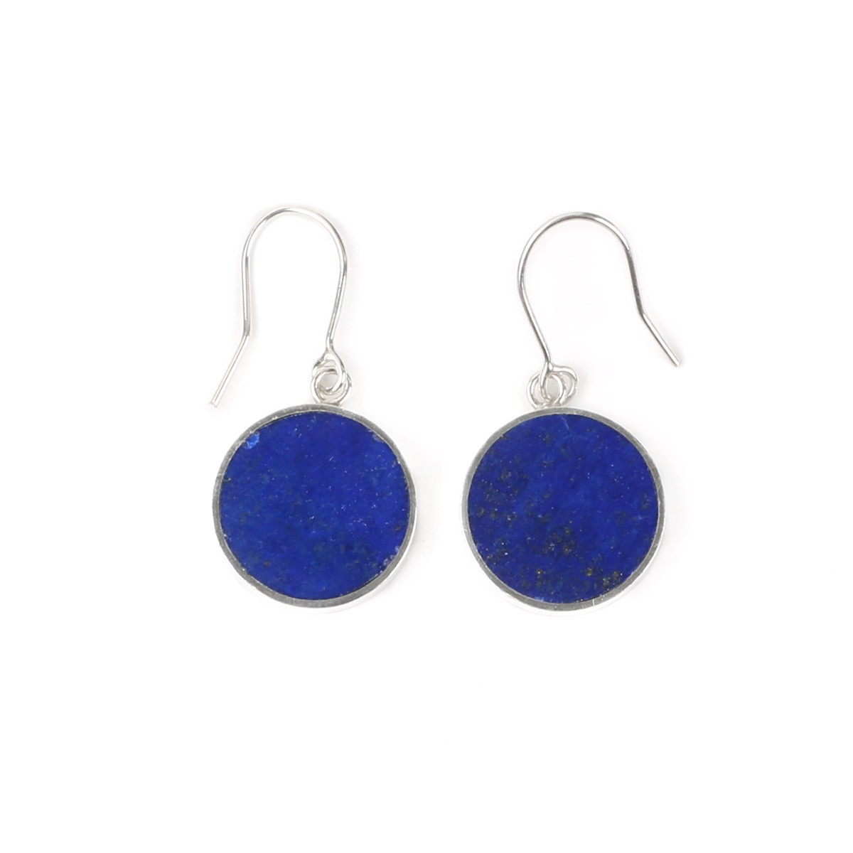 Lapis Lazuli Hook Earrings | Silver Round Dangle Earrings 1
