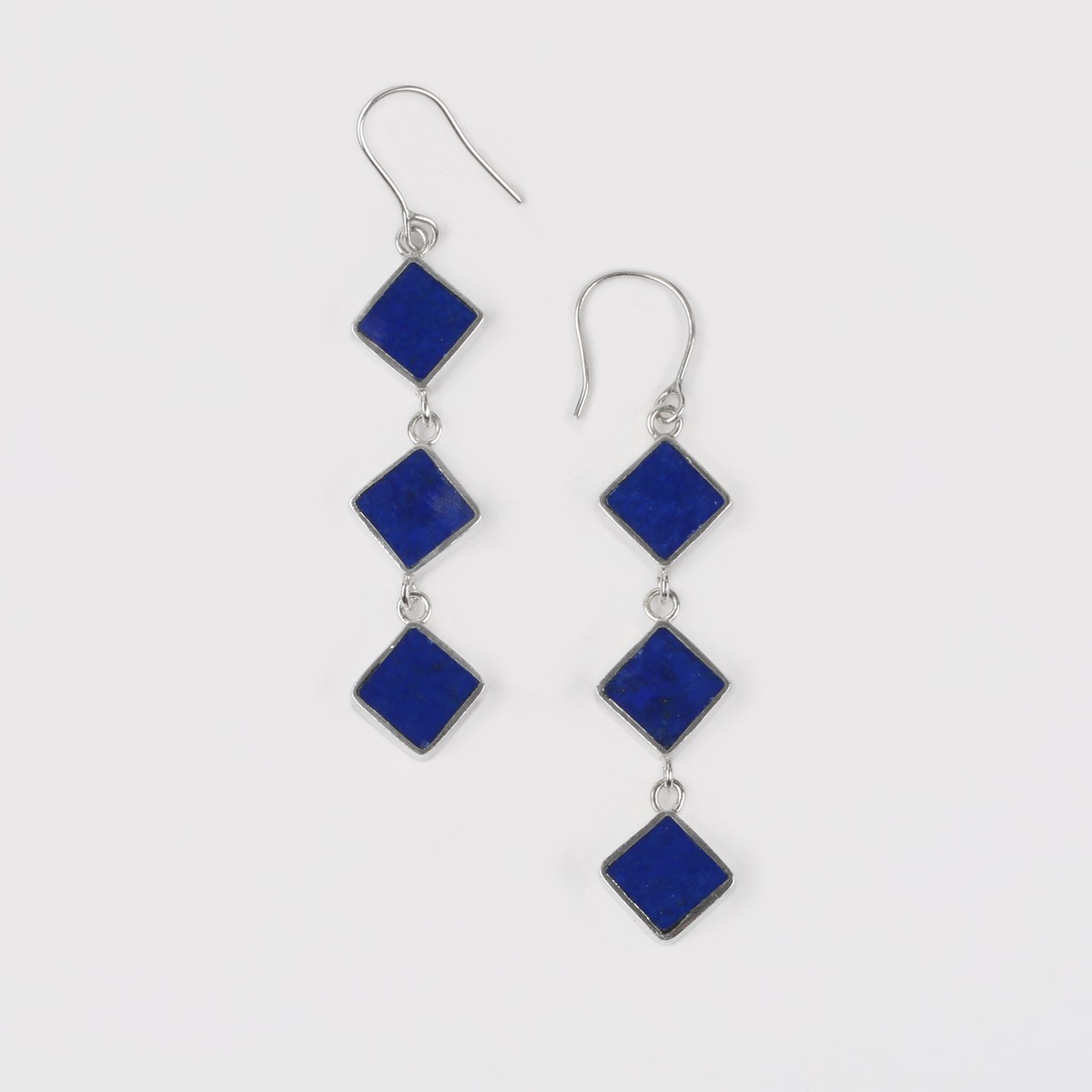Lapis Lazuli Marquise Earrings | Silver Shoulder Hook Earrings 1