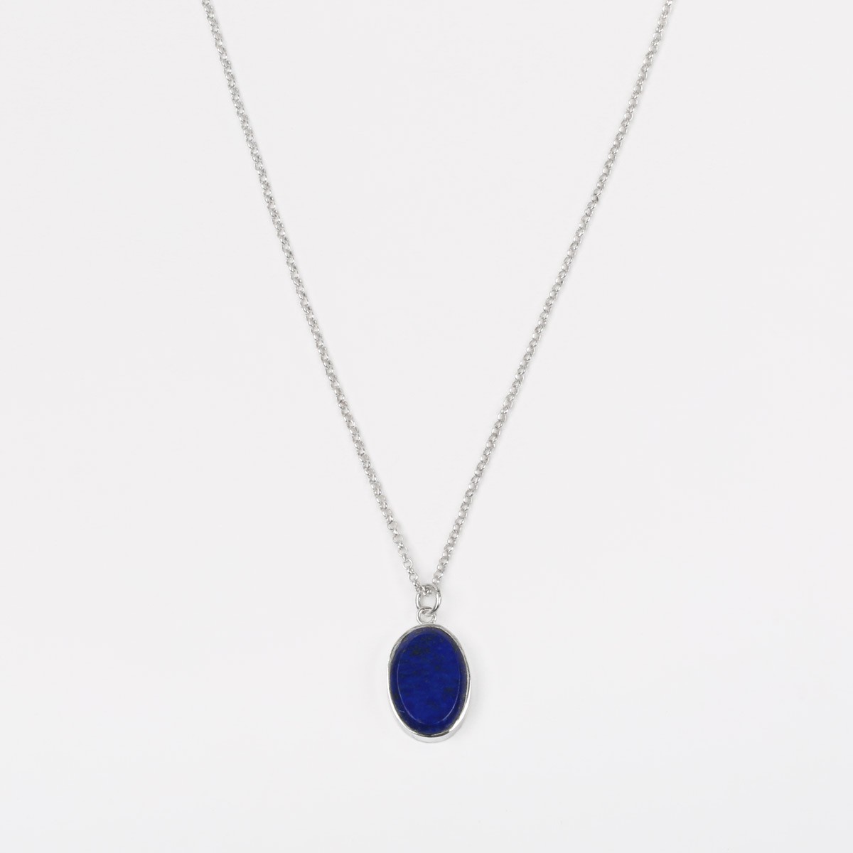 Lapis Lazuli Drop Pendant | Ellipse Silver Locket 1