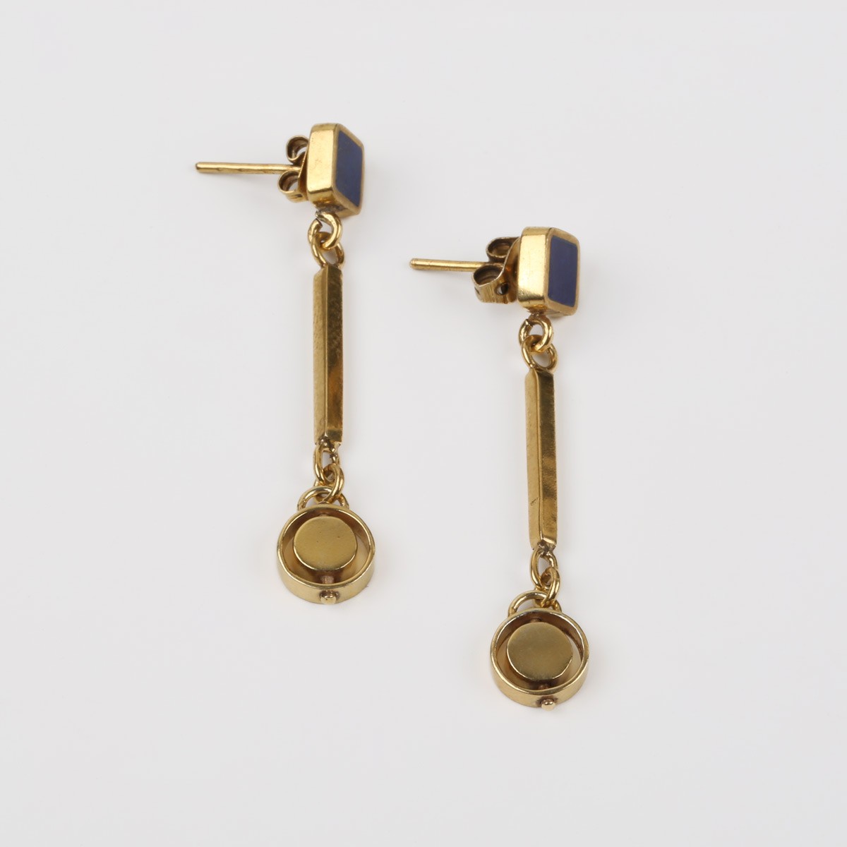 Lapis Stone Golden Studs | Silver Drop Stud Earrings 2