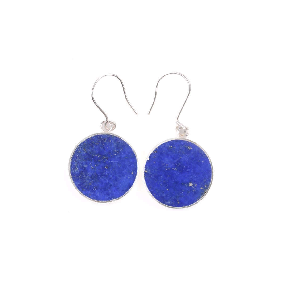 Blue Lapis Round Earrings | Silver Dangle Earrings 3