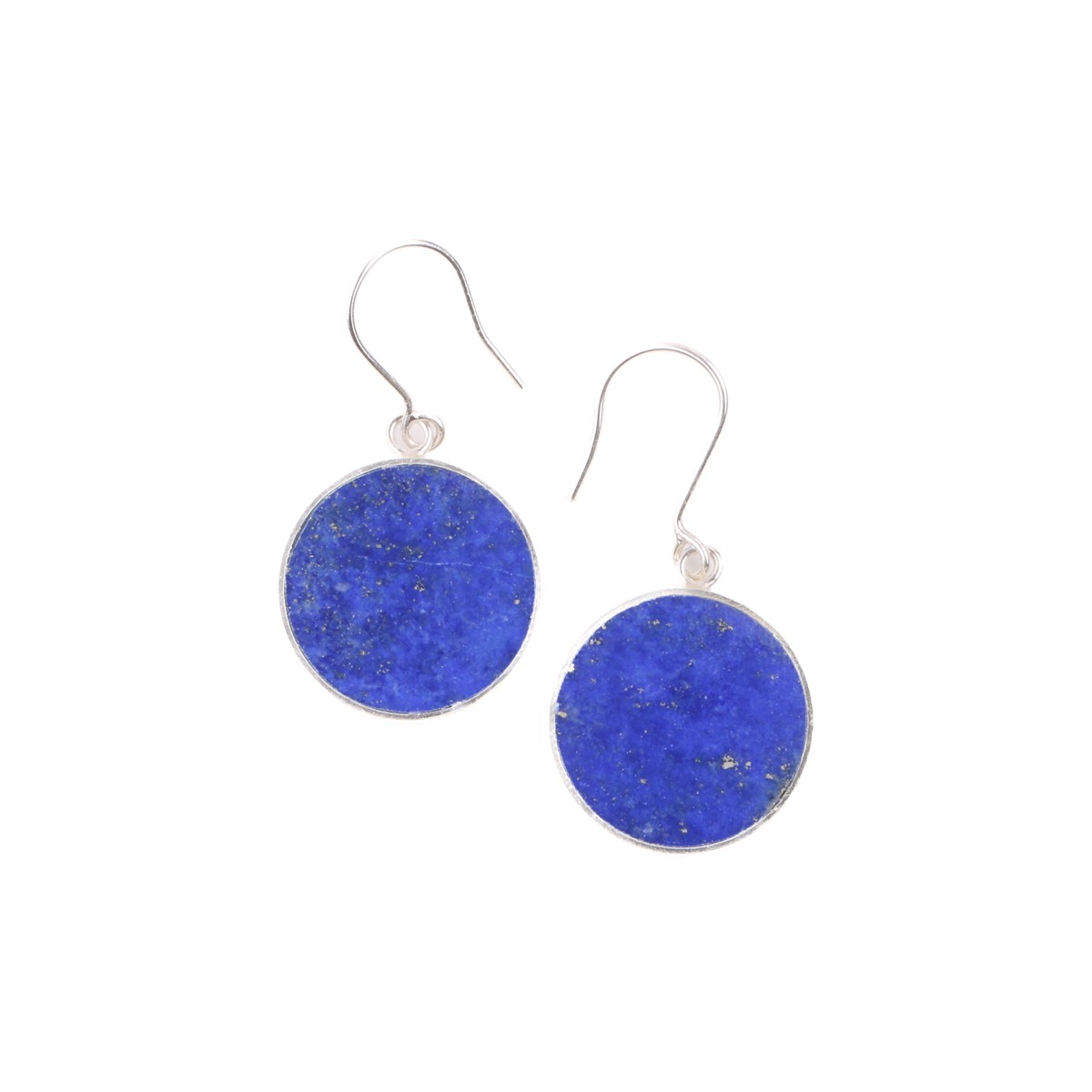 Blue Lapis Round Earrings | Silver Dangle Earrings 1