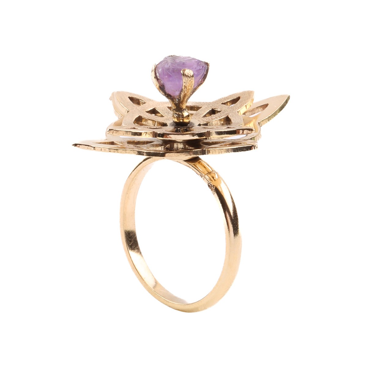 Emotes Gold Plated Ring | Brass Floral Halo Ring 1