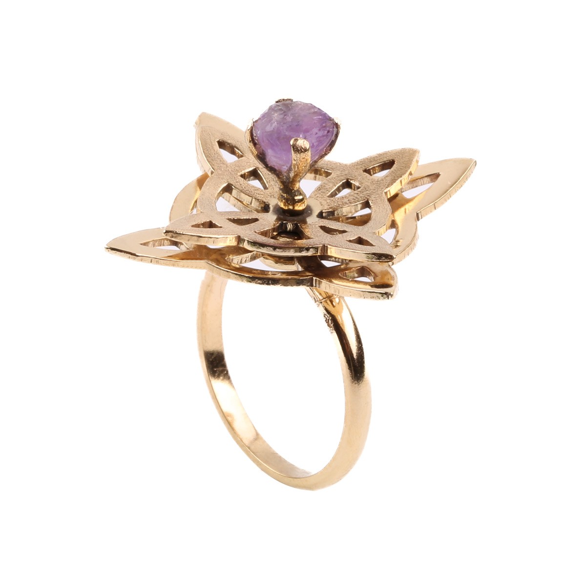 Emotes Gold Plated Ring | Brass Floral Halo Ring 2