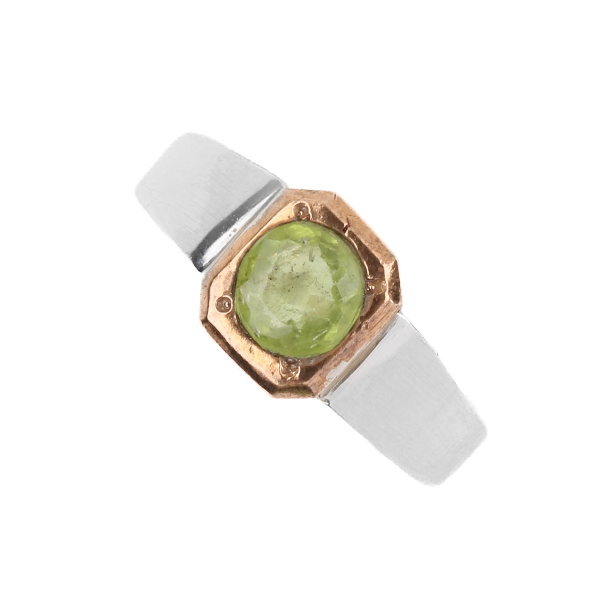 Peridot Silver Ring | Brass Bezel Ring 2