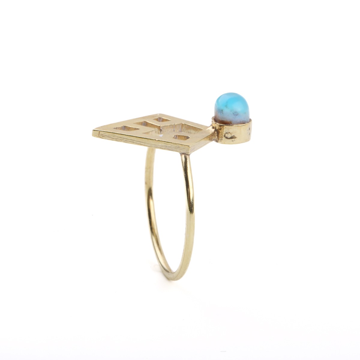 Agate Gold Plated Ring | Silver Kite-Shaped Ring 1