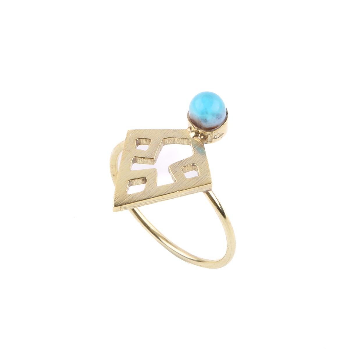 Agate Gold Plated Ring | Silver Kite-Shaped Ring 2
