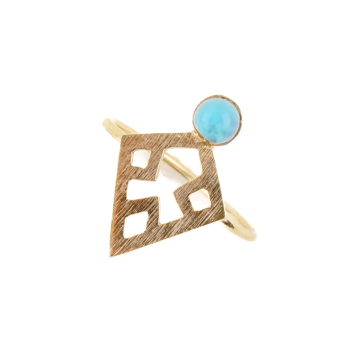 Agate Gold Plated Ring | Silver Kite-Shaped Ring 3