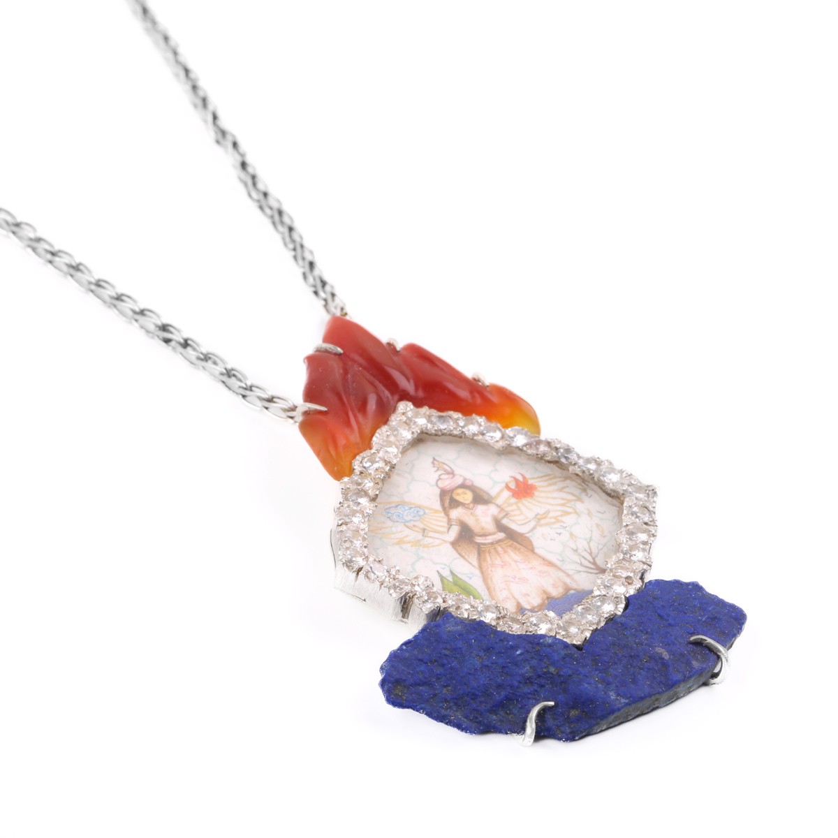 Fire and Water Minotaur Necklace | Silver Gemstones Necklace 2