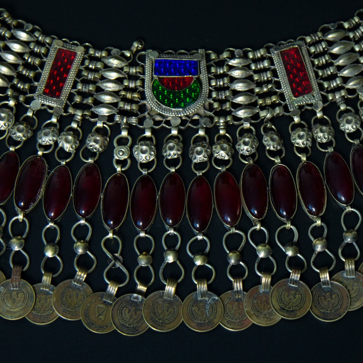 Antique Chamkai Design Jewelry Set| Silver Afghan Tribal Necklace & Earrings 4