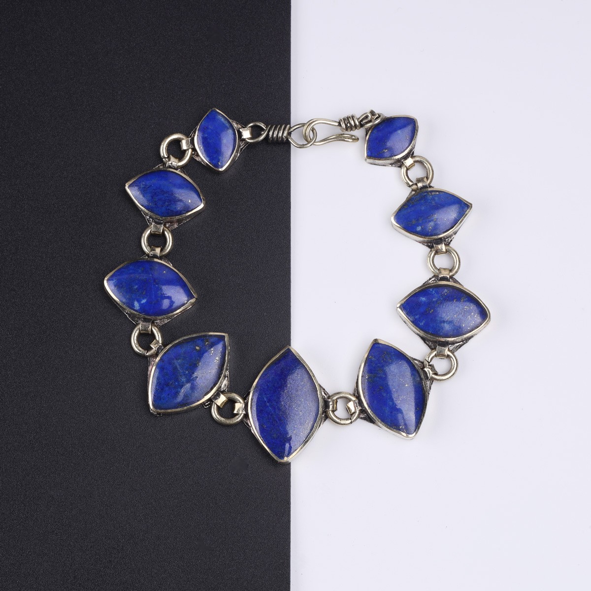 Blue Lapis Lazuli Birthstone Bracelet & Ring | Bronze Marquise Bracelet & Ring Set 2