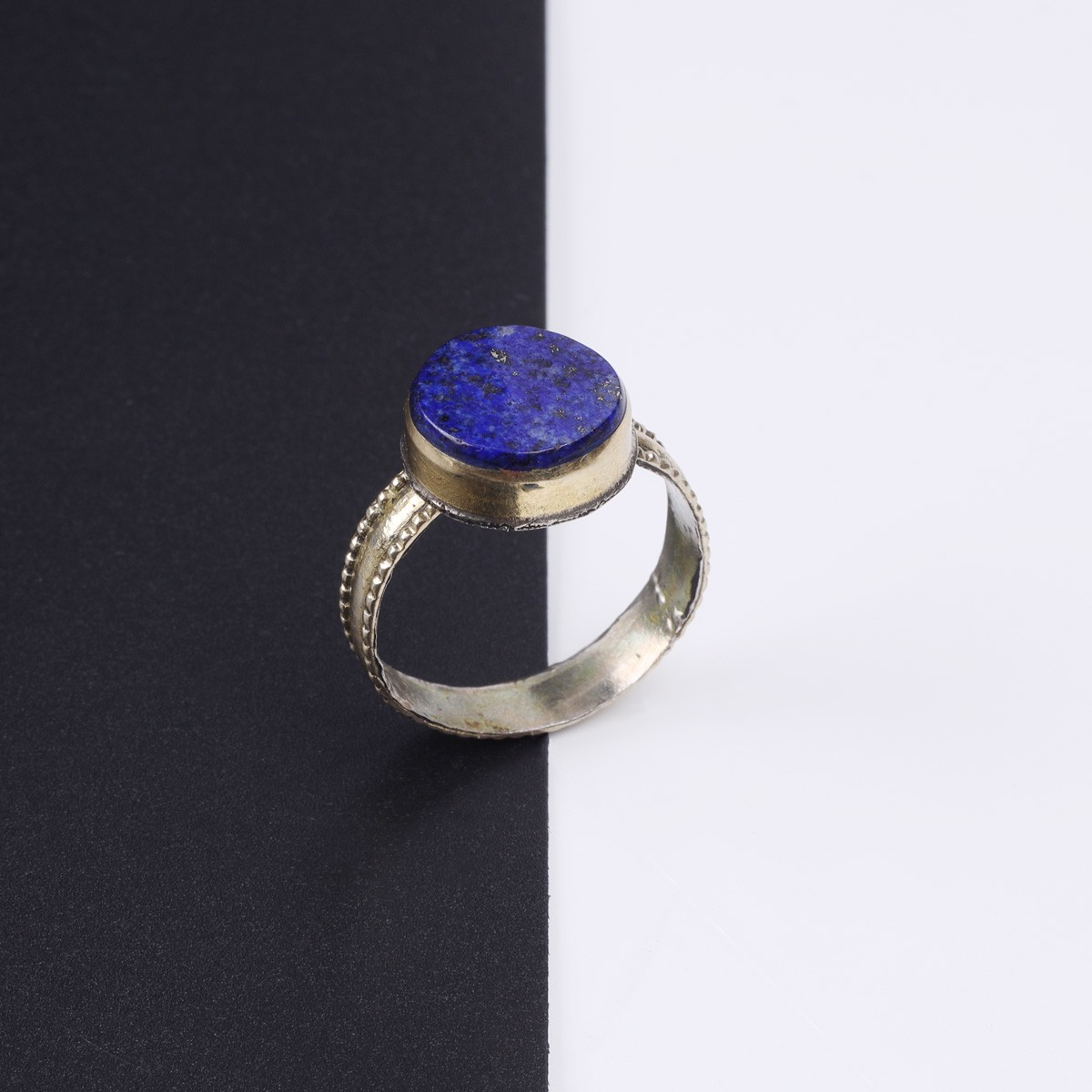 Blue Lapis Lazuli Birthstone Bracelet & Ring | Bronze Marquise Bracelet & Ring Set 3