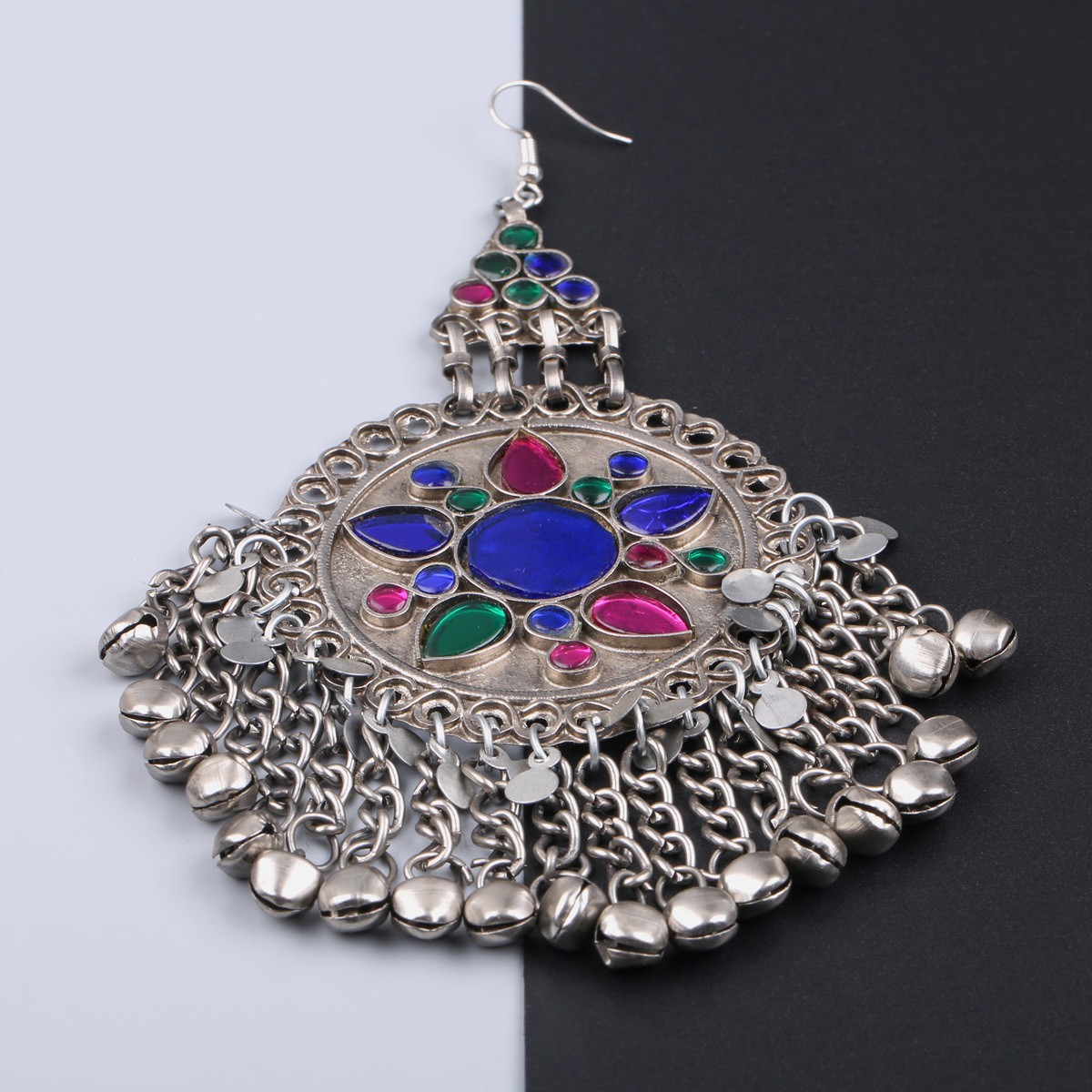 Silver Afghan Bridal Headpiece| Colorful Dangle Headpiece 3