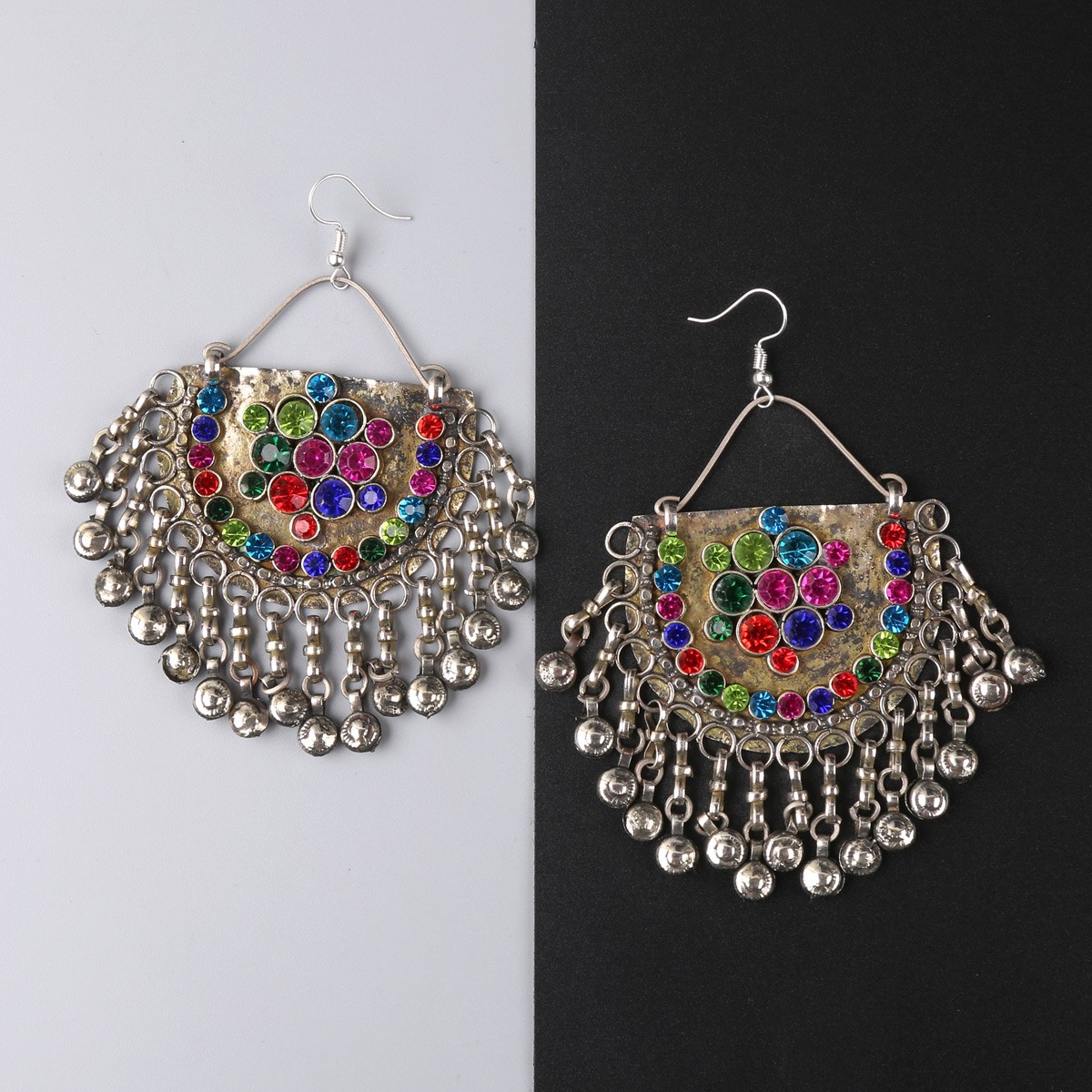 Vintage Afghani Jewelry Set | Choker Necklace, Hook Earrings & Headpiece 4