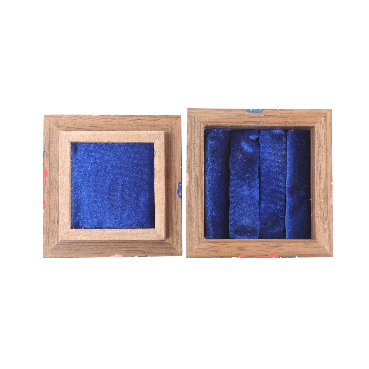 Walnut Mini Hand-Painted Ring Box | Square Nuristani Jewel Box 2