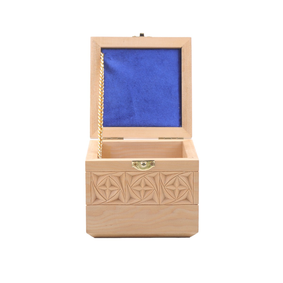 Archa Mini Square Watch Box | Carved Jewel Box with Attached Lid 2