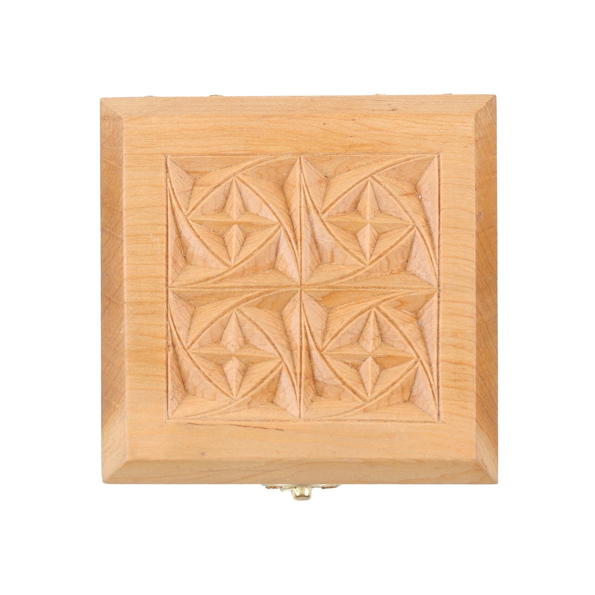 Archa Mini Square Watch Box | Carved Jewel Box with Attached Lid 3