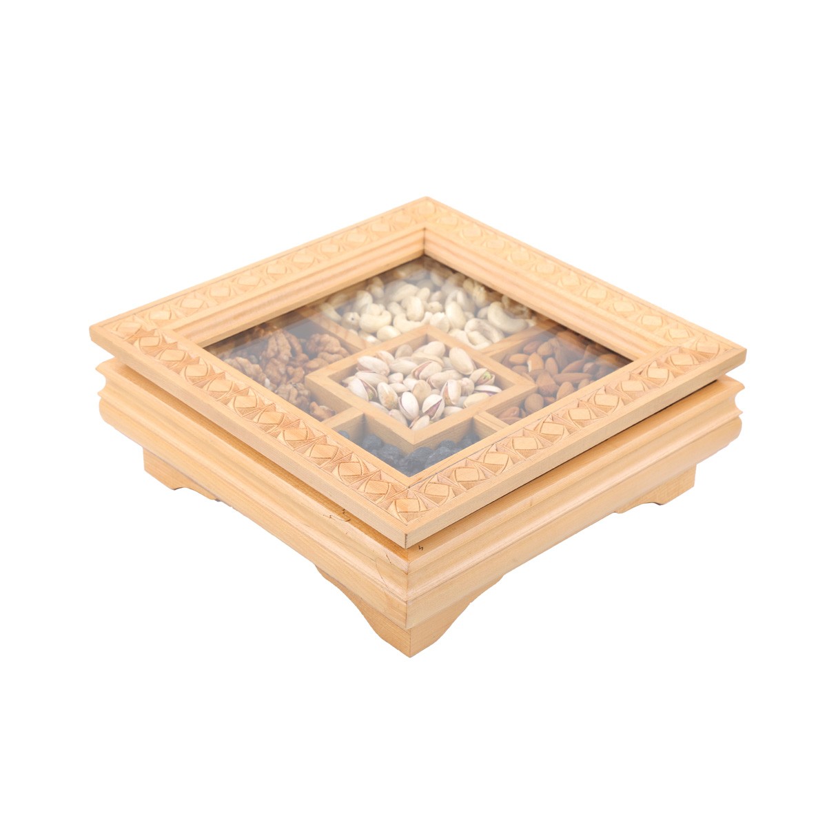 Archa Wooden Dry Fruits Plate | Square Candy Dish  1