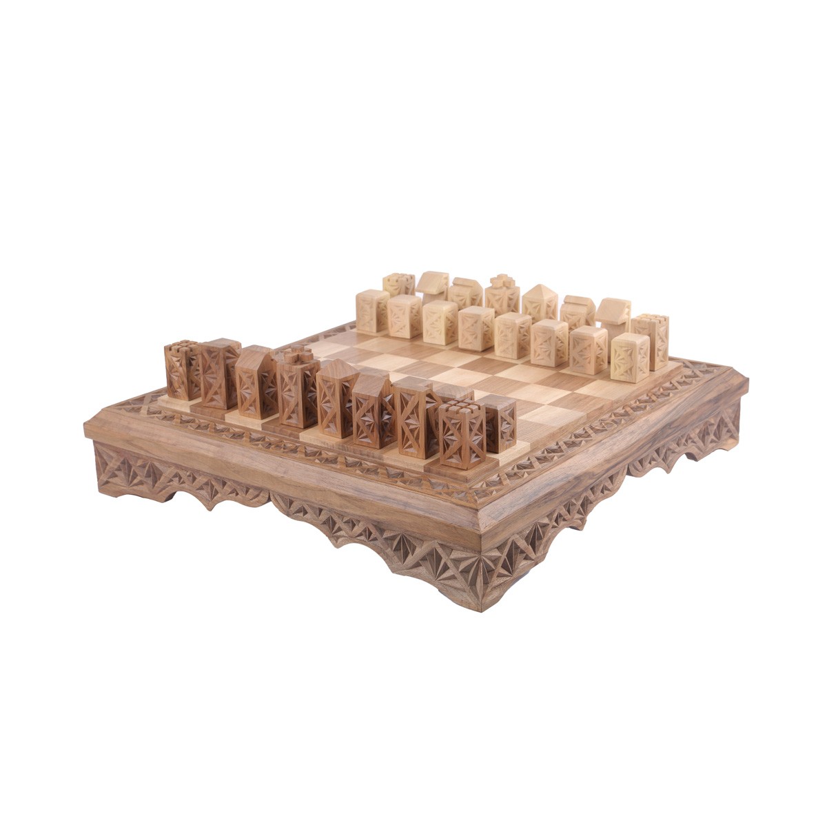 Archa Wood Carved Chess Set | Nuristani Chess Board & Pieces 5