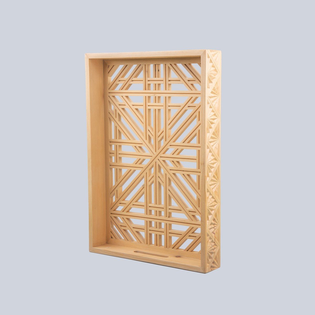 Cedar Wood Hand-Carved Serving Tray | Rectangle Cut Design Tray 2