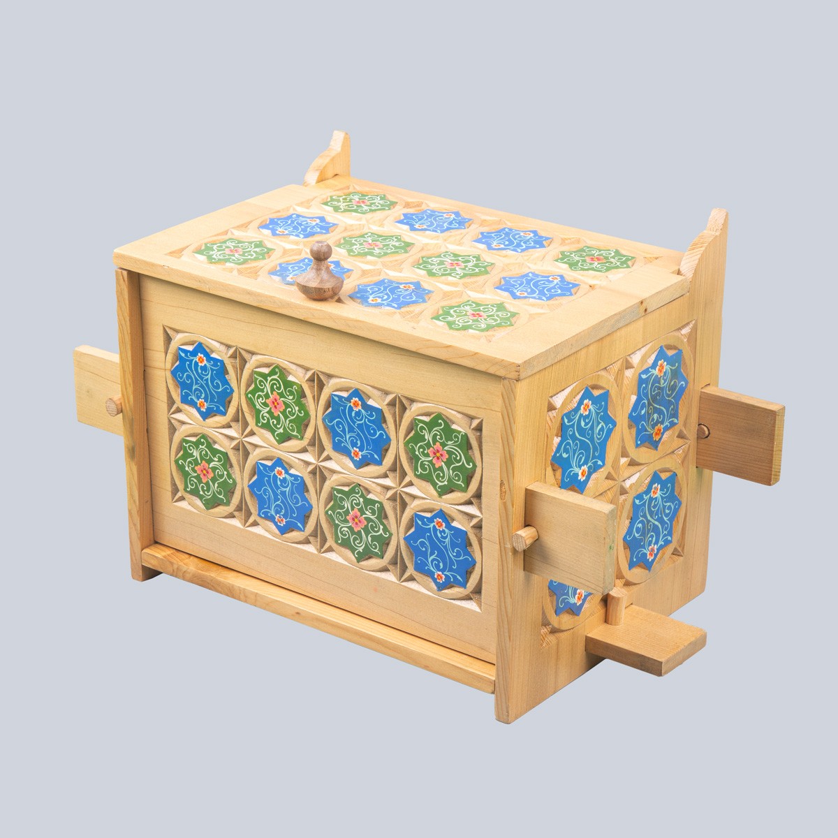 Cedar Wood Nuristani Handmade Box | Antique Rectangle Jewel Box with Beautiful Artwork 1