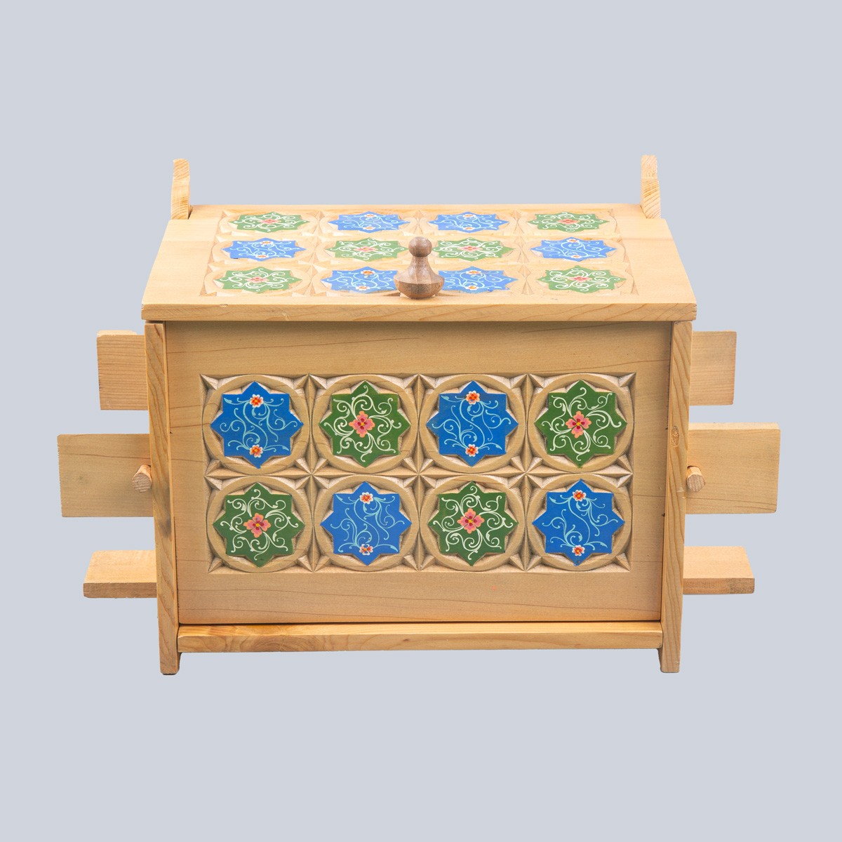 Cedar Wood Nuristani Handmade Box | Antique Rectangle Jewel Box with Beautiful Artwork 2