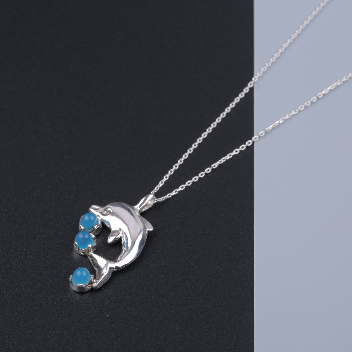Dolphin Design Necklace | Carnelian Silver Pendant 2
