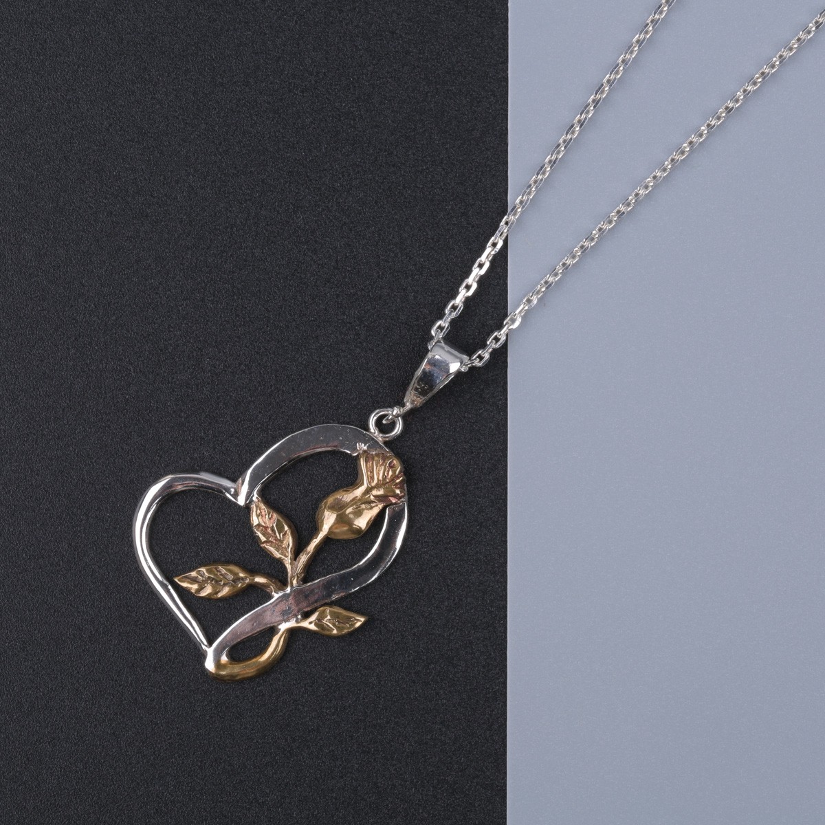Floral Heart Necklace | Silver Drop Pendant 1