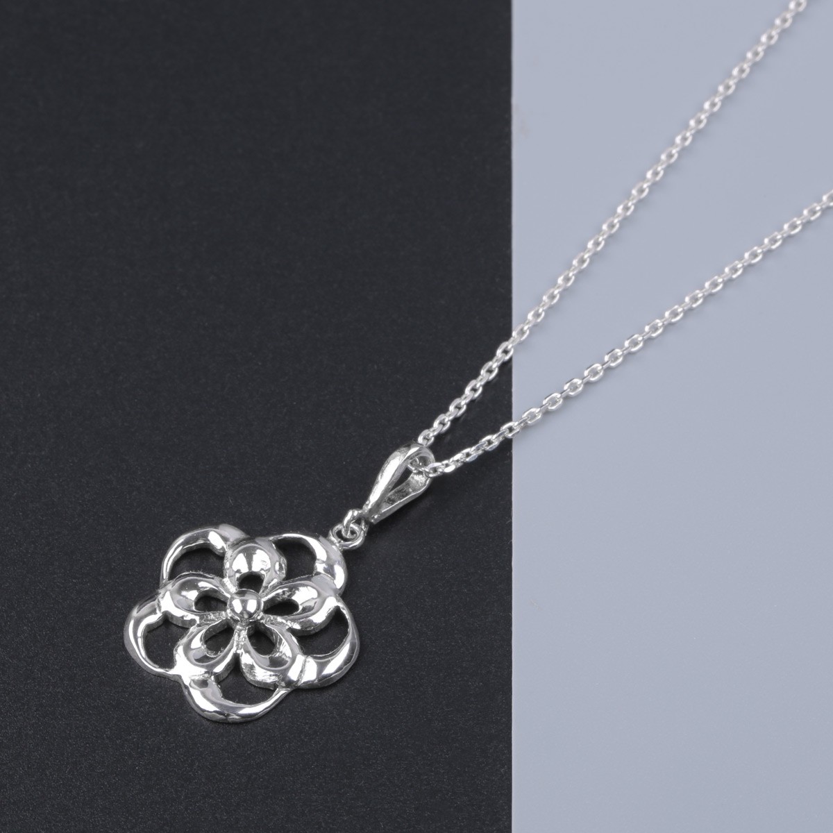 Five Petal Cut Necklace | Silver Drop Pendant 2