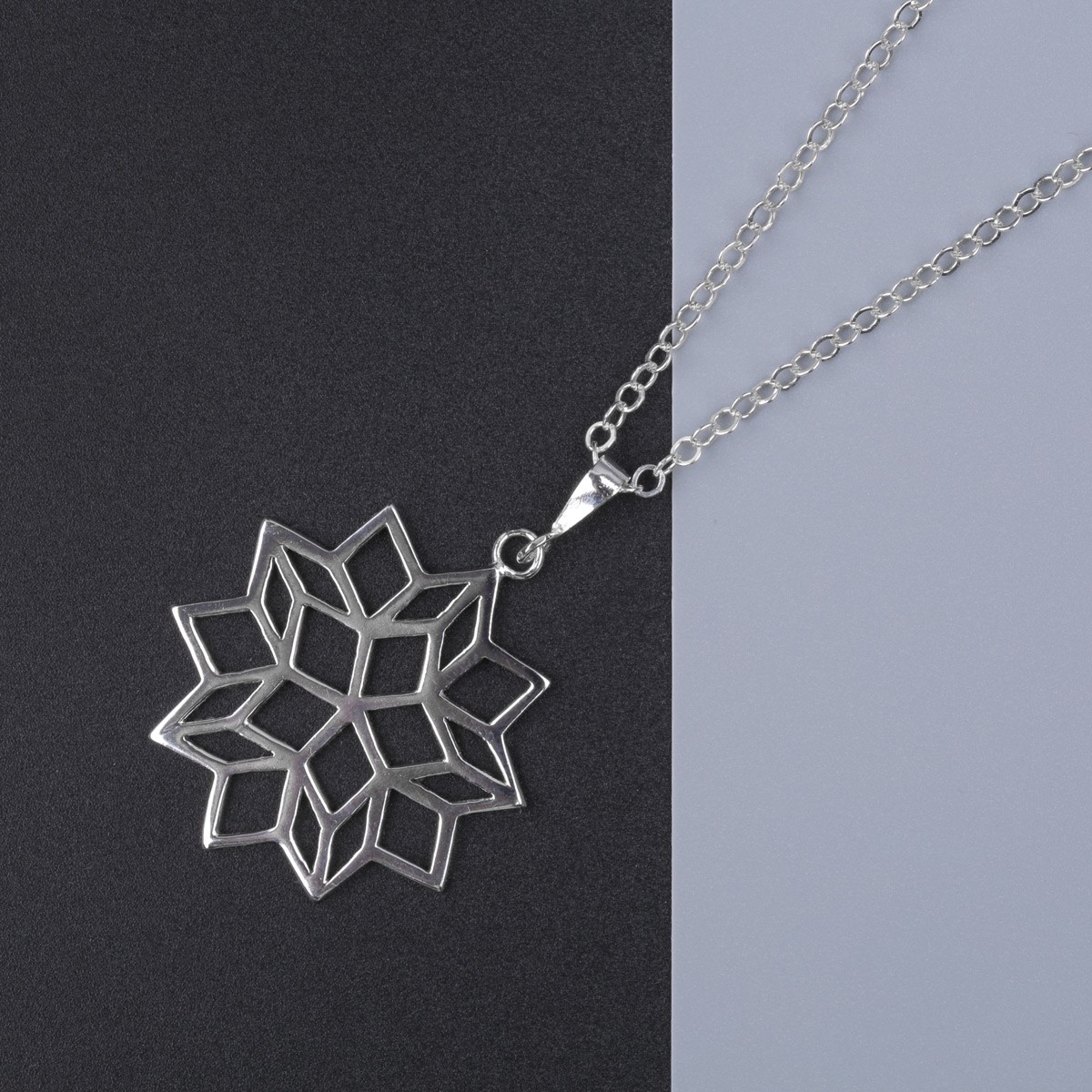 Geometric Shape Necklace | Silver Drop Pendant 1